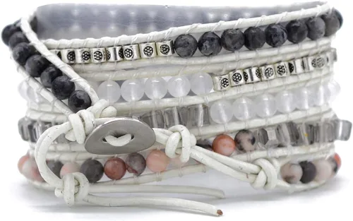 Miniatura 8 de ZOSOJONA - Pulseras bohemias hechas a mano de piedra natural, que dan vuelta, con cuentas de cristal de turquesa