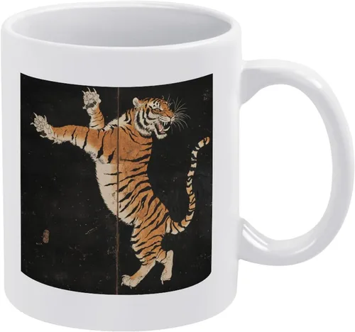 Miniatura 11 de Tazas de café de tigre feroz a rayas asiáticas vintage de cerámica abstracta vida silvestre Asia naturaleza selva taza papá regalos de cumpleaños