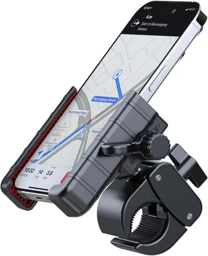 Miniatura 4 de Soporte de teléfono para bicicleta, abrazadera para manillar de motocicleta, clip antivibración para teléfono con almohadillas de silicona