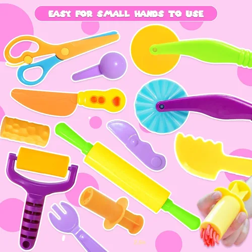 Miniatura 5 de Juego de herramientas de plastilina, 18 piezas de juegos de plastilina para niños de 4 a 8 años, accesorios creativos de plastilina con cortadores