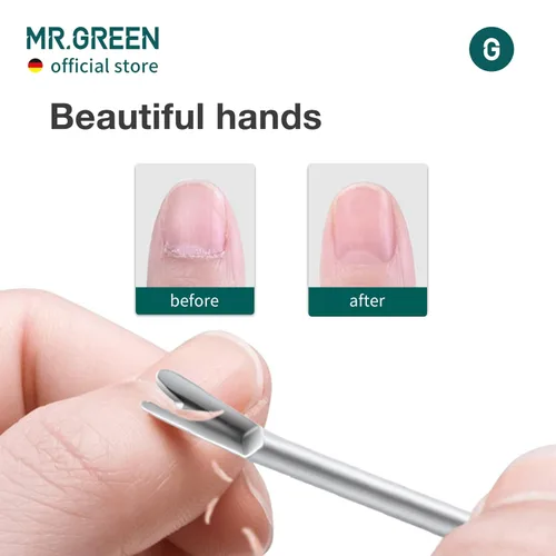 Miniatura 3 de MR.GREEN Empujador de cutículas, removedor de piel muerta, herramientas de manicura de acero inoxidable, cortador de cutículas profesional, pelador