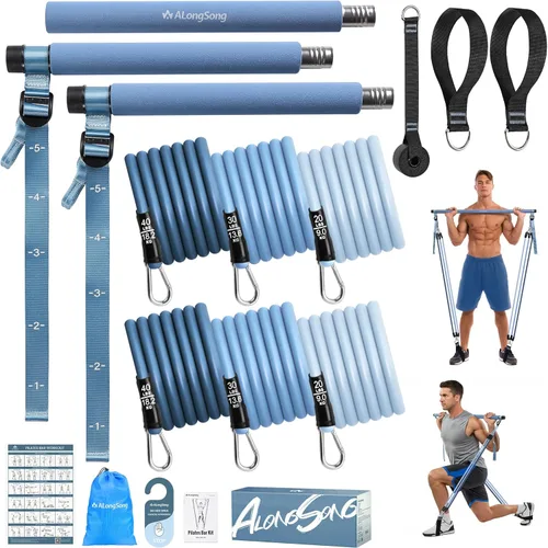 Miniatura 11 de Upgraded Pilates Bar Kit with Resistance Bands Natural Latex for Women & Men, Heavy-Duty Stainless Steel Multifunctional Yoga Pilates Stick for Home