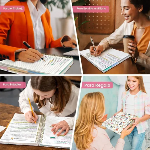 Miniatura 7 de Cuadernos grandes de espiral rayados para el trabajo con divisores y pestañas extraíbles, 8.5 x 11 pulgadas, bonito cuaderno de tapa dura de 5 A