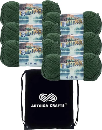 Miniatura 18 de Lion Brand Hometown New York White 135-100 (3 madejas - mismo lote de tinte) #6 S Bulky - Hila acrílica para crochet y tejer con bolsa para proyectos
