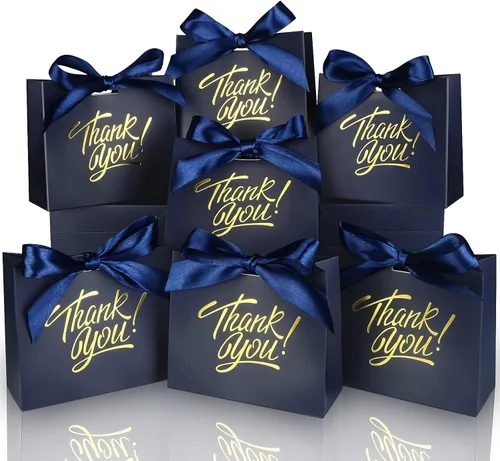 Miniatura 14 de Paquete de 60 pequeñas bolsas de regalo de agradecimiento, 4.5 x 1.8 x 3.9 pulgadas, cajas de regalo de fiesta con cinta de lazo, pequeñas bolsas