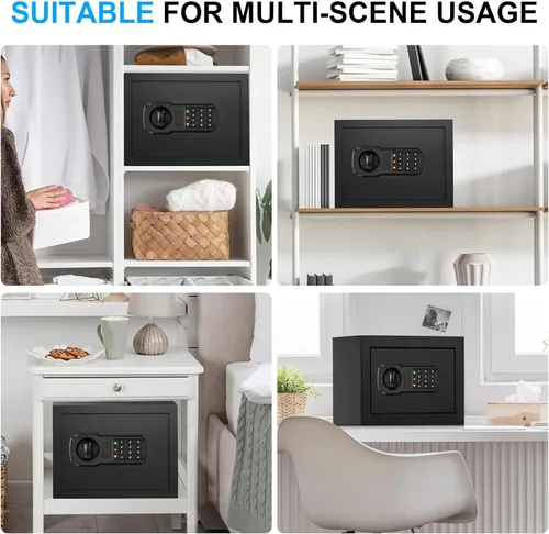 Miniatura 9 de Caja de documentos pequeña de 1.3 Cub para el hogar, seguridad para el hogar, resistente al agua y al fuego con teclado digital, llaves de repuesto