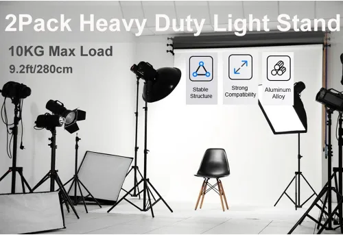 Soporte de luz resistente de 9.2 pies/110.2 in, 22.0 lbs, resorte de carga máxima, soporte de luz de aluminio acolchado para fotografía con tornillo
