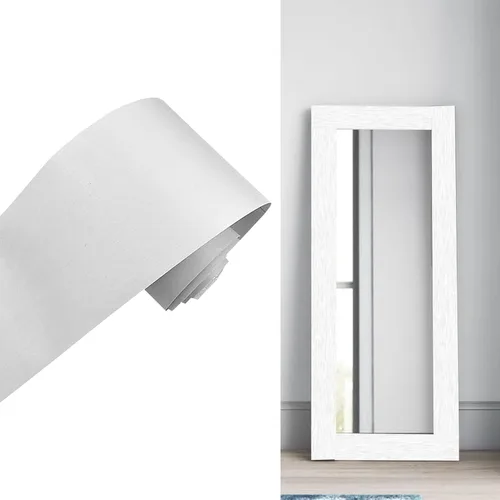 Borde de pared autoadhesivo 3D de color metálico, impermeable, fácil de aplicar, azulejos de cocina y baño, 4.2 x 196.8 pulgadas (blanco)