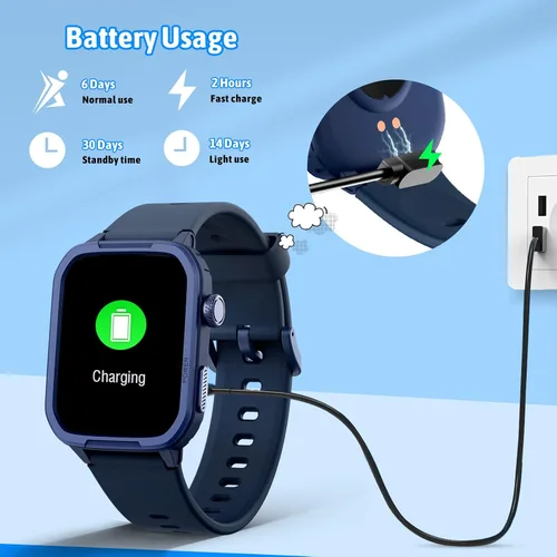 Miniatura 9 de Reloj inteligente para niños, no necesita teléfono, rastreador de fitness de vidrio templado para niños y adolescentes con 19 modos deportivos, Azul