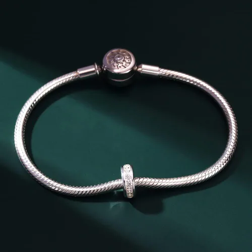 Miniatura 55 de 925 plata esterlina espaciador encanto grano con CZ transparente para pulseras Pandora Charms