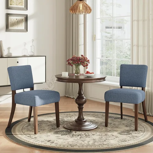 Miniatura 22 de MALOL Juego de 2 sillas de comedor tapizadas, sillas de cocina de tela moderna con respaldo, patas de madera para cocina, comedor, restaurante, beige