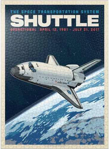 Miniatura 8 de MyPuzzle NASA 1981: Space Shuttle, póster vintage, rompecabezas prémium de 100 piezas para adultos