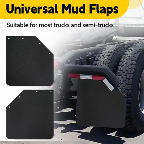 Miniatura 5 de 2 aletas de polímero de 24 x 24 pulgadas en ángulo negro resistente, protección universal contra salpicaduras para semirremolques, tractores