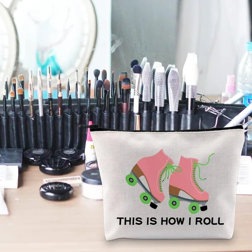 Miniatura 6 de POFULL Bolsa de maquillaje para amantes del patinaje sobre ruedas, así es como me rollo bolsa de cosméticos Bolsa patinadora