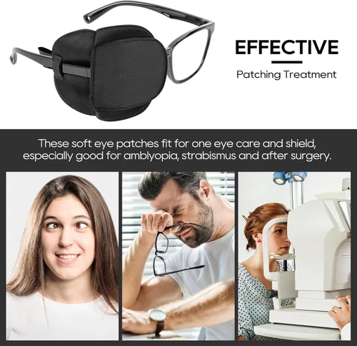 Miniatura 7 de eZAKKA Parches para ojos para adultos y niños, para ojo izquierdo y derecho, 2 piezas de parches médicos para anteojos de seda para ojo perezoso