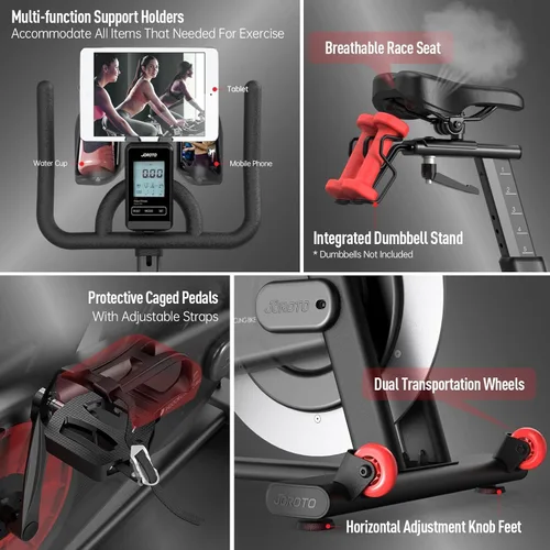 Miniatura 8 de JOROTO Exercise Bike, Magnetic Stationary Bikes for Home with 40LBS Flywheel, App Supported Indoor Bike with 350LBS Weight Capacity, Low X4S US