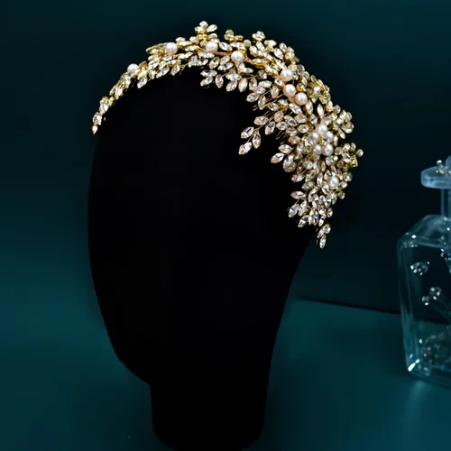 Miniatura 4 de Peine de pelo de cristal para boda, accesorios para el cabello, perlas y diamantes de imitación, peines laterales nupciales para mujeres y niñas
