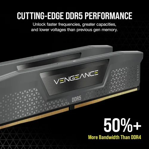 Miniatura 3 de CORSAIR Vengeance DDR5 16 GB (2 x 8 GB) DDR5 5200 MHz CL40 AMD Expo Intel XMP iCUE Memoria de computadora compatible - Gris (CMK16GX5M2B5200Z40)
