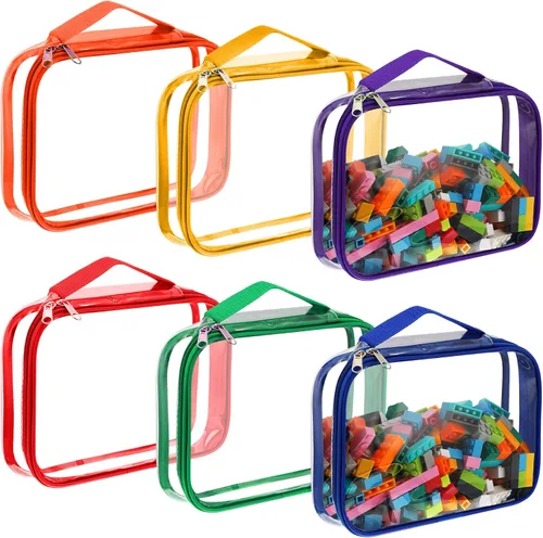 Miniatura 8 de Sanwuta 6 paquetes de bolsas de almacenamiento para juguetes, estuches organizadores de PVC con cremallera, contenedor impermeable
