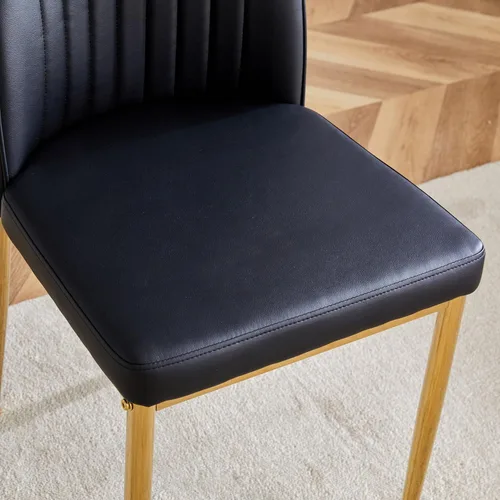 Miniatura 8 de Sillas de Metal Negro, Juego de 4 Sillas de Comedor Modernas con Cuero Sintético PU y Patas Cromadas de Alto Respaldo para Comedor, Cocina, Sala