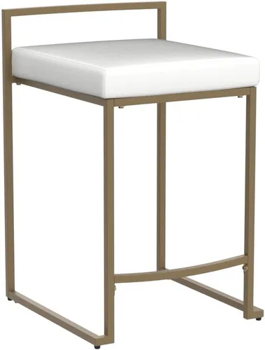 Miniatura 6 de Crosley Furniture Harlowe - Juego de 2 taburetes de bar tapizados con altura de mostrador, cocina y comedor, crema y dorado