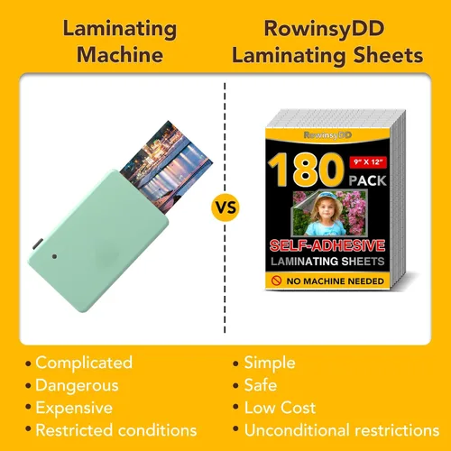 Miniatura 4 de 180 hojas laminadoras autoadhesivas, 9 x 12 pulgadas, papel de contacto autoadhesivo, sin calor, no necesita máquina, hojas laminadas autosellantes