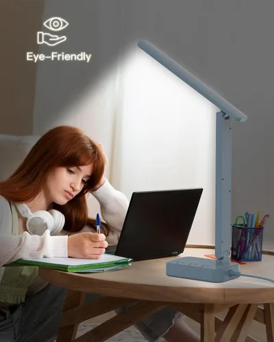 Miniatura 6 de Addtam Lámpara LED de escritorio, tira de alimentación con 3 tomas, 4 puertos de carga USB (2 USBC), 4 modos, lámpara táctil de 5 niveles de brillo