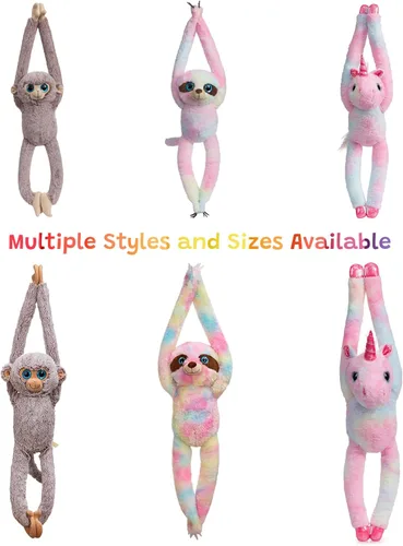Miniatura 7 de Animal de Mono Colgante de Peluche Animal de Mono de Brazo Largo de Peluche Suave para Niños Nietos Amigos Familia Gris 43 cm