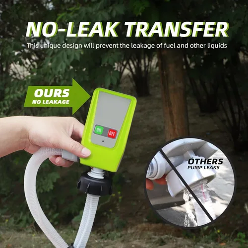 Miniatura 5 de Bomba de transferencia de combustible con parada automática, alimentada por pilas AA/CC, 2 modos de alimentación, manguera extra larga con adaptador