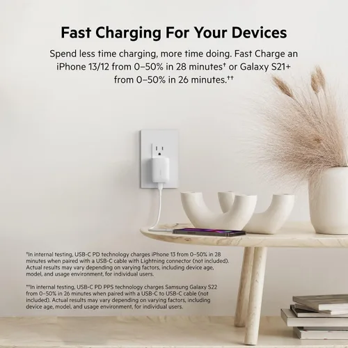 Miniatura 2 de Belkin Bloque de cargador USB C de 20 W, USB-C PD, PPS carga súper rápida - Samsung Galaxy S25, Apple iPhone 17, Air, Pro, Pro Max, iPad, AirPods
