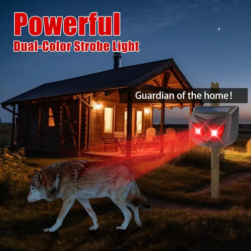 Miniatura 3 de Repelente solar de animales actualizado 2025 para exteriores, disuasorio de coyote para patio, luces disuasorias nocturnas efectivas para ojos