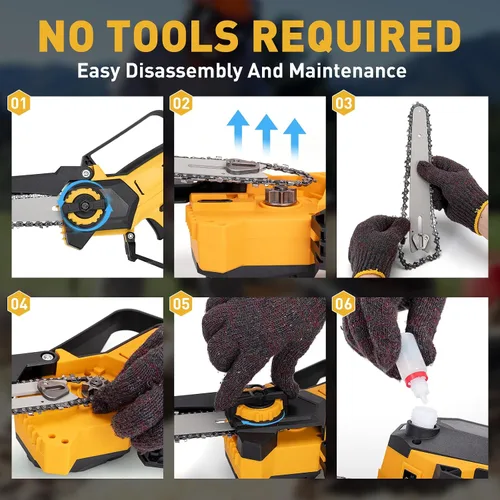 Miniatura 6 de Mini motosierra inalámbrica para batería Dewalt 20V MAX, 8" y 6" 2-EN-1 motosierra eléctrica sin escobillas de 400W con baterías de 3000mAh y sierra