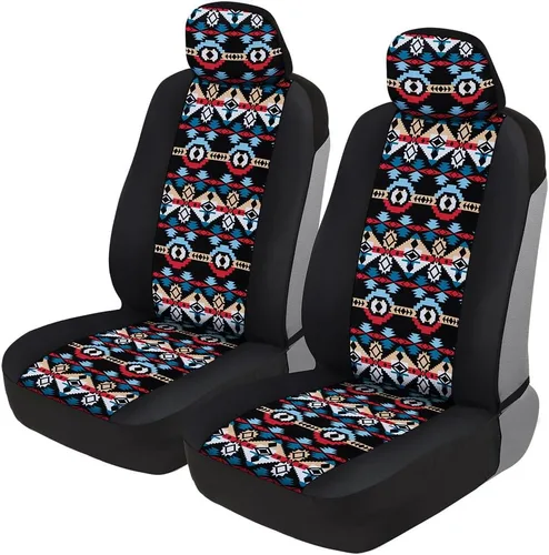 Miniatura 13 de BDK Fundas de asiento de coche Pink Inca para asientos delanteros, paquete de 2 - Juego de fundas de asiento delantero con estampado geométrico
