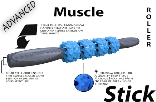 Miniatura 2 de Advanced Series – Rodillo de masaje muscular para músculos – Fitness Answered Training – Núcleo de acero inoxidable de 16.75 pulgadas – Gran espacio