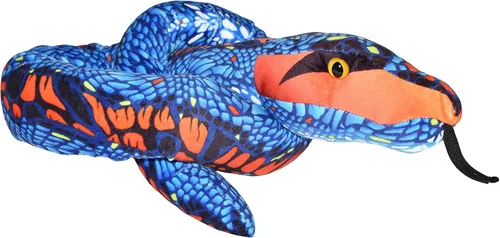 Wild Republic Peluche de serpiente, animal de peluche, juguete de peluche, regalos para niños, serpiente para mascotas, azul y naranja, 54 pulgadas