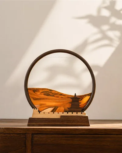 Miniatura 2 de BelaRola Arte de arena móvil para adultos, imagen de paisaje de arena de movimiento líquido con base de madera de gran pared, decoración
