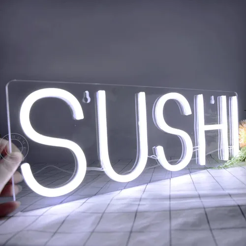 Miniatura 5 de SYLHOME Letrero de luz de neón LED de sushi, letrero de luz de negocios para colgar en la pared, ventanas, decoración de restaurante, pancarta