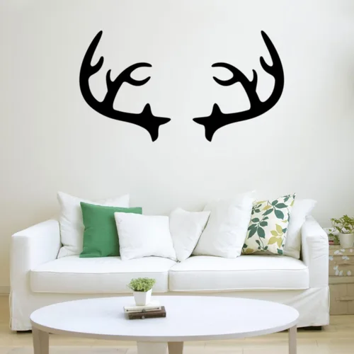 Aurabeam Chic Holiday - Vinilo decorativo para pared, diseño de reno de Navidad, cornamenta de ciervo, 28 x 23 pulgadas, color negro