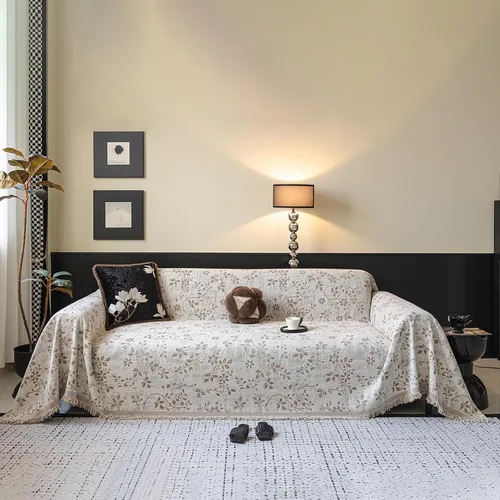 Miniatura 22 de VClife Soft Couch Cover, Vintage Brown Floral Jacquard Couch Covers for Dog, French Cottage Botanical Sofa Cover for 2 Cushion Sofa, Washable