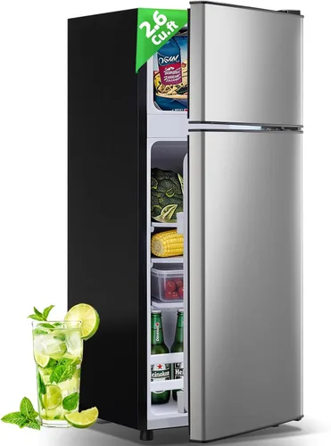 Miniatura 11 de DEMULELR - Refrigerador pequeño de 3.9 pies cúbicos con congelador, refrigerador de dos puertas con cajón para verduras y espacio extra