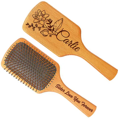 Miniatura 16 de Cepillo de pelo de bambú personalizado, peine con nombre personalizado para mujeres, regalos de cumpleaños de Navidad para mamá, esposa, abuela