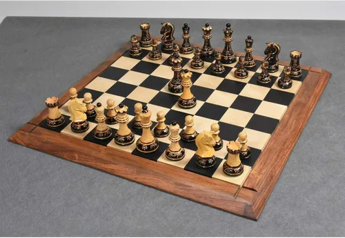 Miniatura 6 de Juego de ajedrez Dubrovnik de los años 70, solo piezas de ajedrez, madera de ébano con doble peso, tamaño King de 3.8 pulgadas