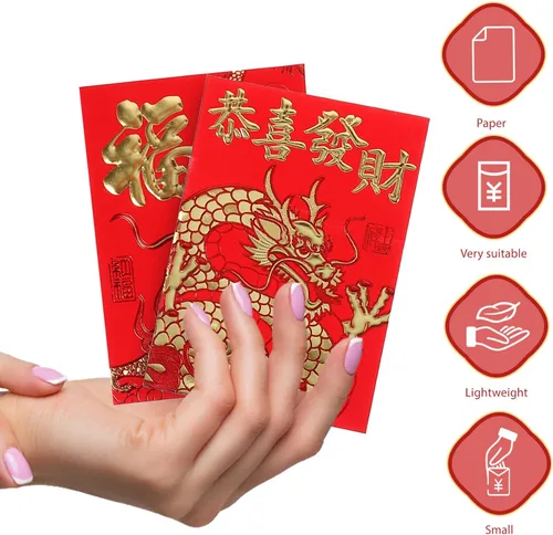 Miniatura 4 de Paquete de 60 sobres rojos chinos para Año Nuevo Lunar Hong Bao 2024 Año del Año del Año del Dinero para Festival de Primavera Boda Cumpleaños
