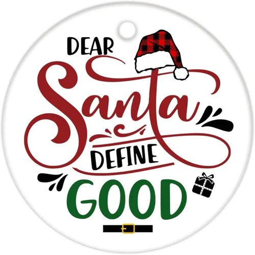 Miniatura 4 de Dear Santa Define Good Christmas Ornament Family Group Gifts - Decoración de árbol de Navidad de doble cara de porcelana de 3 pulgadas, decoración