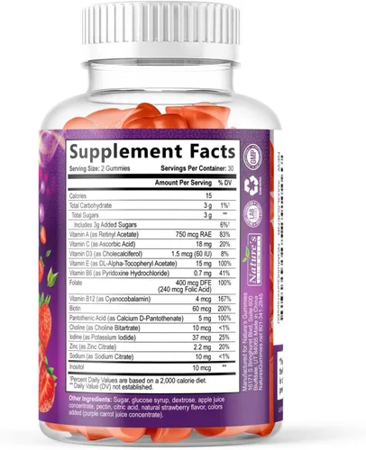 Miniatura 9 de Gomitas multivitamínicas para adultos, gomitas multivitamínicas completas para mujeres y hombres, vitaminas y minerales esenciales con vitaminas A