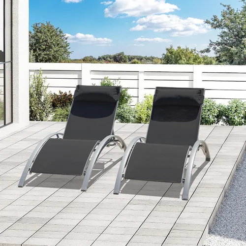 Miniatura 17 de domi outdoor living Domi - Juego de 2 sillas de salón de aluminio para exteriores con 5 posiciones ajustables, tumbona al aire libre para piscina