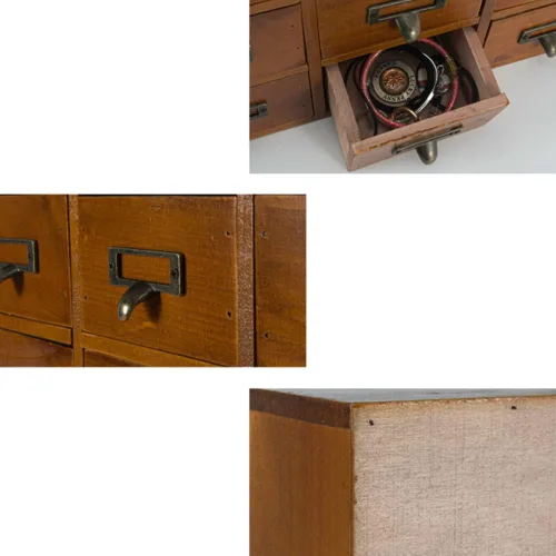 Miniatura 7 de Clóset de boticario con 16 cajones, con mesa, cofres y gabinetes de boticario de sobremesa, gabinete para catálogo de tarjetas de biblioteca, caja