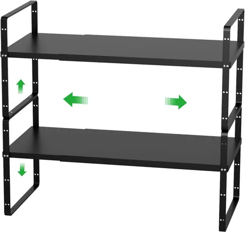 Miniatura 8 de Estante organizador de gabinete, estante expandible para gabinete, estantes apilables, estante de almacenamiento ajustable, elevador para cocina