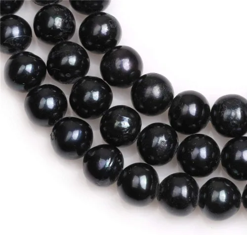 Miniatura 2 de Cuentas de perlas cultivadas de agua dulce para hacer joyas, piedras preciosas naturales semipreciosas de 0.433-0.472 in, redondas, color negro, 15