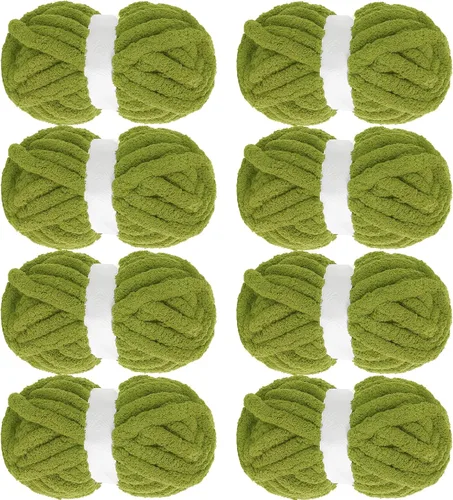 Miniatura 26 de MABOZOO Paquete de 8 ovillos de hilo grueso surtido para crochet - Chenilla jumbo esponjosa, hilo suave y voluminoso para tejer a mano o con los Rojo